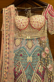 Falguni Shane peacock pink & blue lehenga set