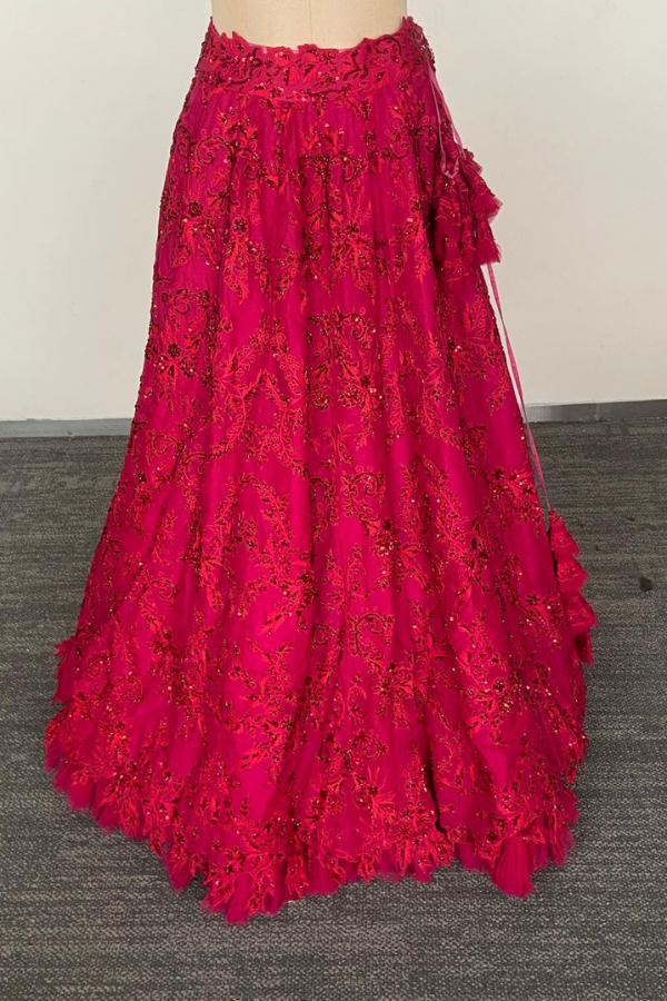 Magenta Flower cutwork lehenga set