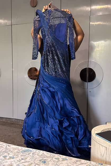 Gaurav gupta blue sculpted gown – Kuro Clothing India