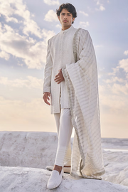 Seema Gujral Men Off-White Embroidered Sherwani Set