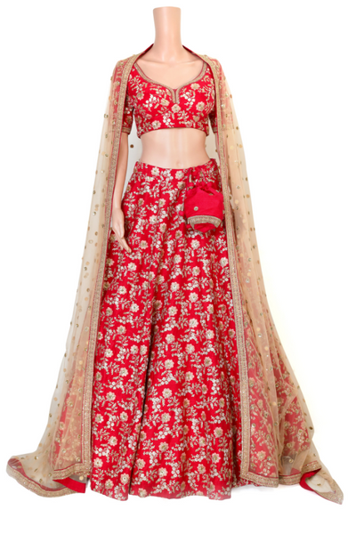 Sabyasachi red embroidered lehenga