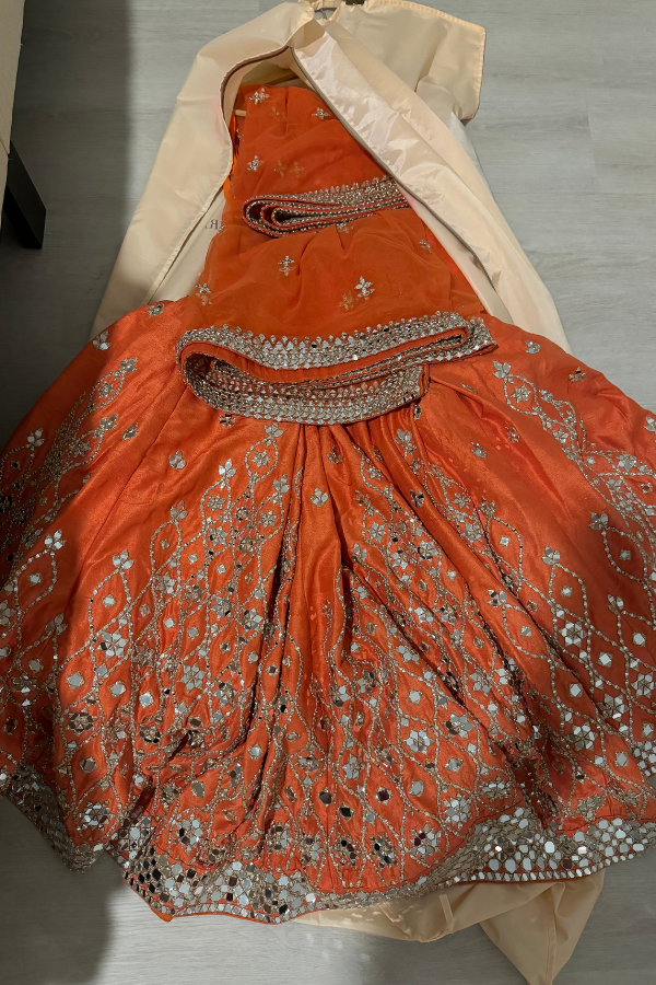 Abhinav Mishra orange embellished lehenga set