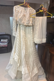 MANISH MALHOTRA ivory layered lehenga set