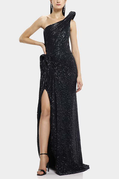 Gaurav Gupta black sequin embellished gown