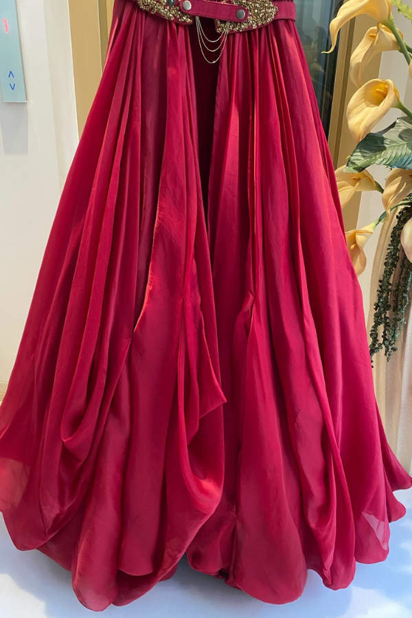 Shantanu & Nikhil Red Sweetheart Gown