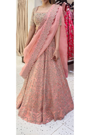 Mrunalini Rao pink raw silk zardosi lehenga set