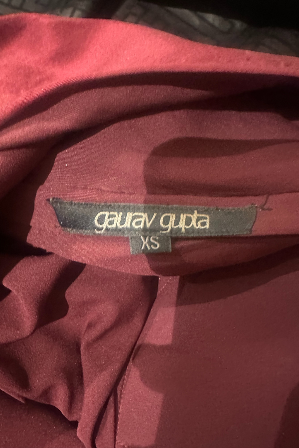 Gaurav gupta Maroon sculpted gown