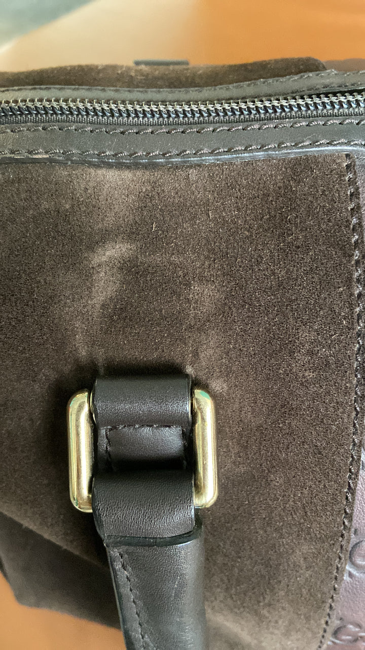 Gucci Suede Guccissima Boston Bag