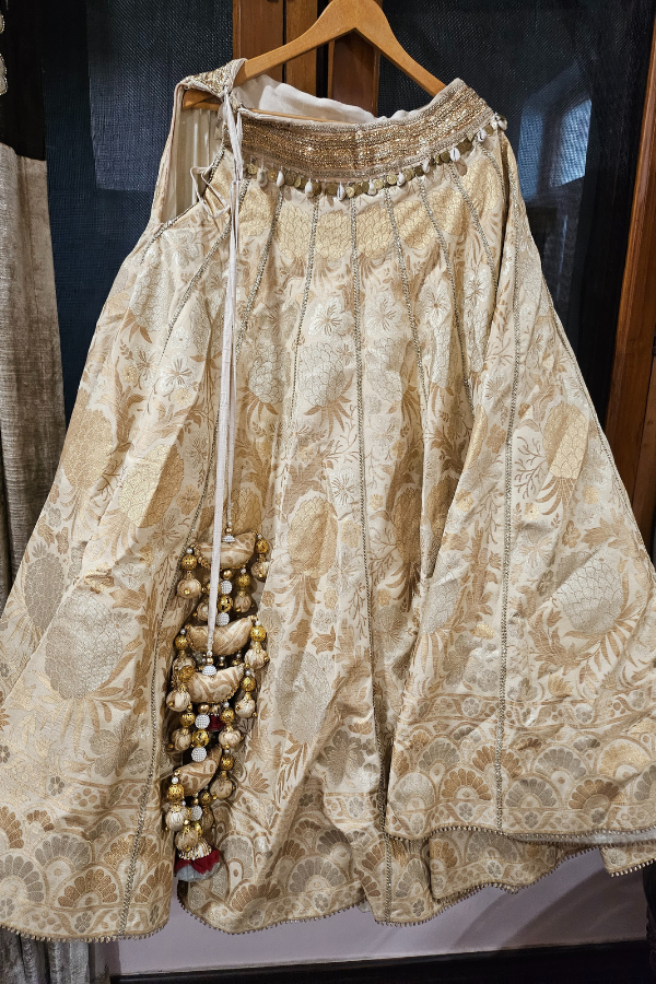 Gazal Gupta ivory banarasi lehenga