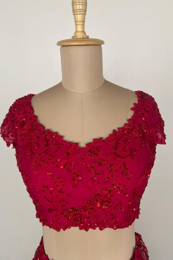 Magenta Flower cutwork lehenga set