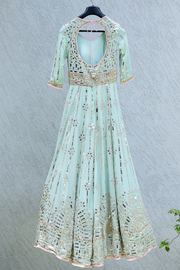 Abu jani sandeep khosla blue anarkali set