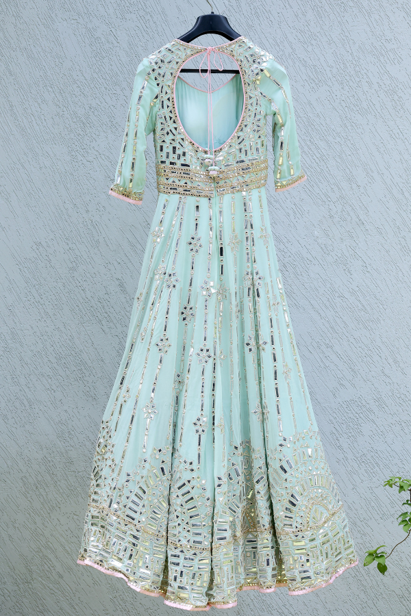 Abu jani sandeep khosla blue anarkali set