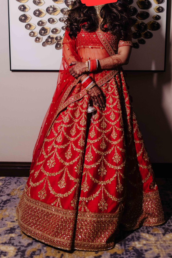 Sabyasachi red bridal embroidered lehenga