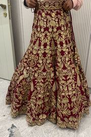 Rimple & Harpreet maroon embroidered lehenga