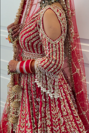 Seema gujral red embroidered lehenga set