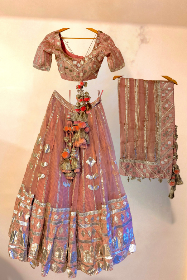 Simar Dugal striped lehenga set