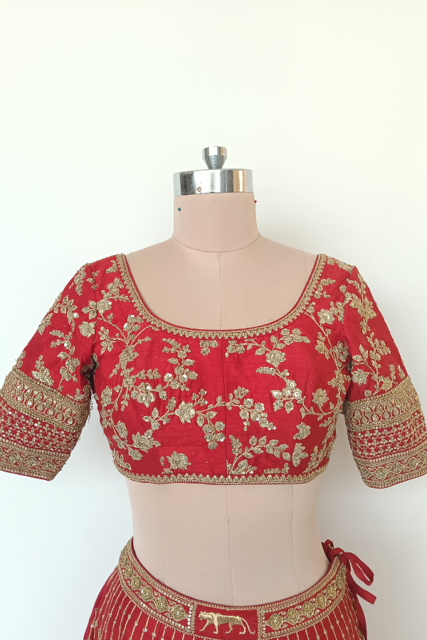 Red Embroidered lehenga set