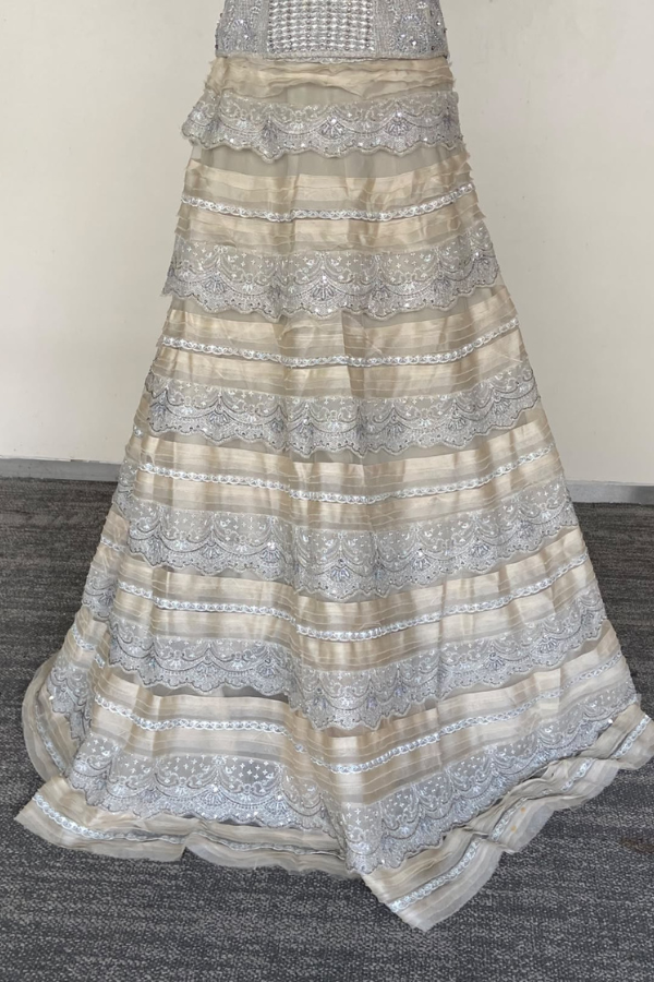 Jade By MionChampagne ivory embellished gown
