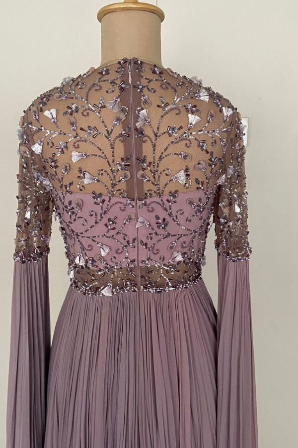 lavender crystal cascade gown