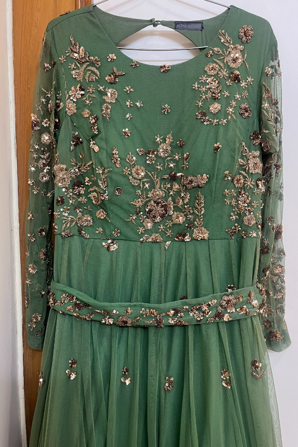 Astha Narang Green net anarkali set