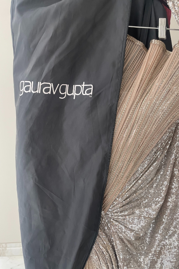 Gaurav Gupta Shell Pink Sequin Fan-Sculpting Gown