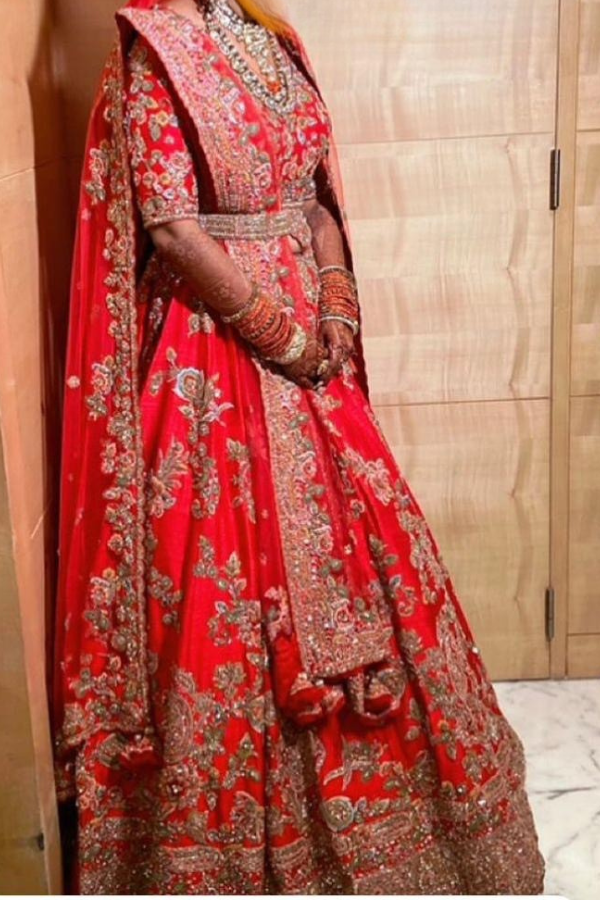 Dolly J red embroidered lehenga set