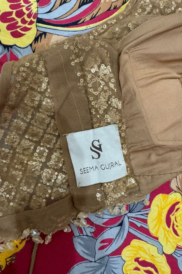 Seema Gujral Biscotti Gold Sequin Lehenga Set