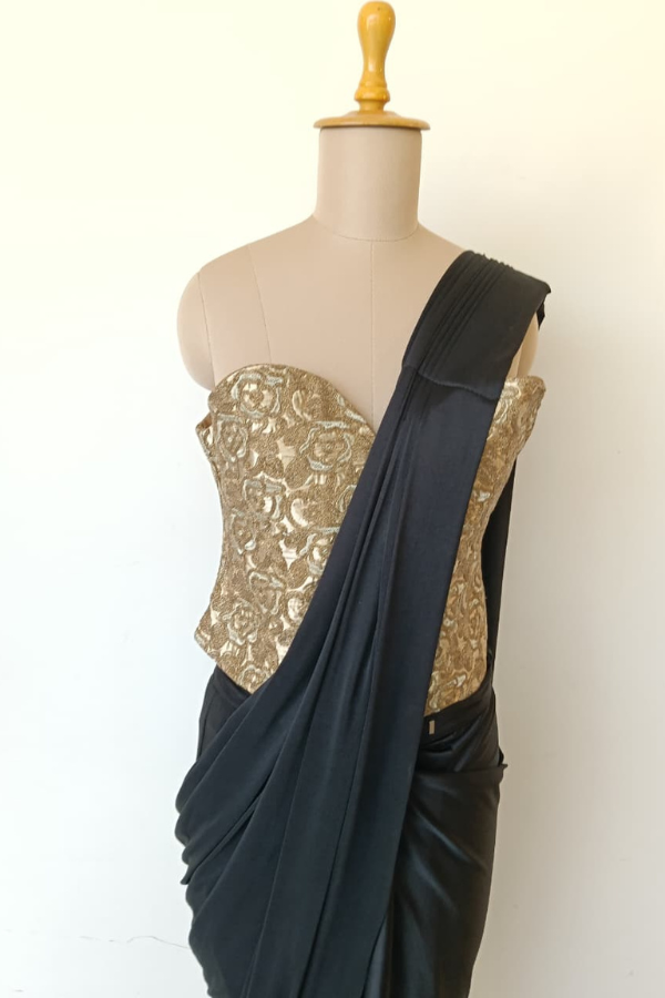 Gold Brocade Corset saree