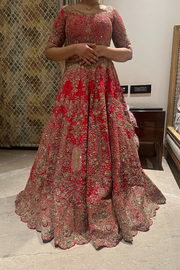 Dolly J red bridal lehenga