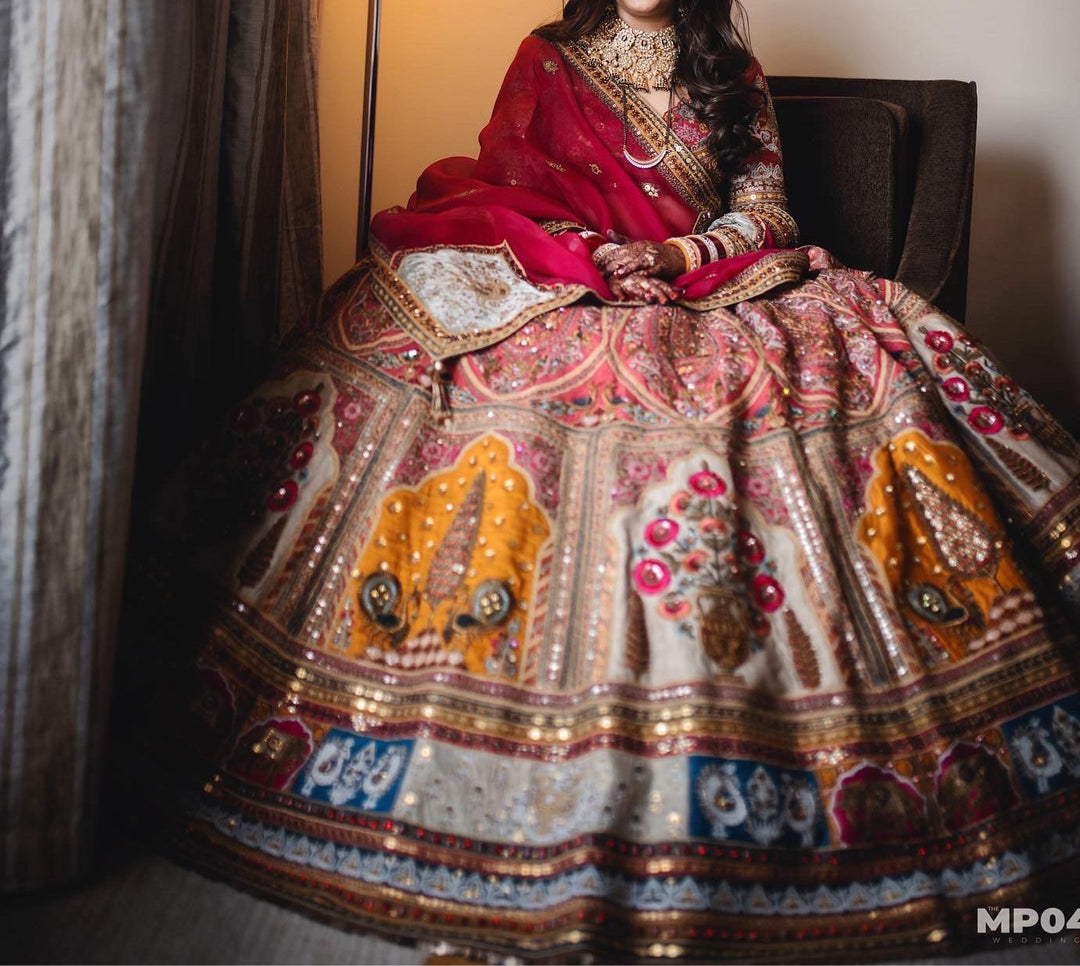 Marwar Couture Red & Multicolour Bridal Lehenga Set