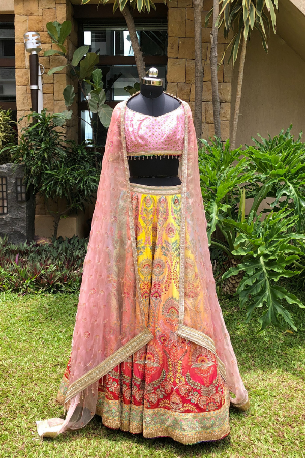 Tarun Tahiliani Multicolour Embroidered Lehenga Set