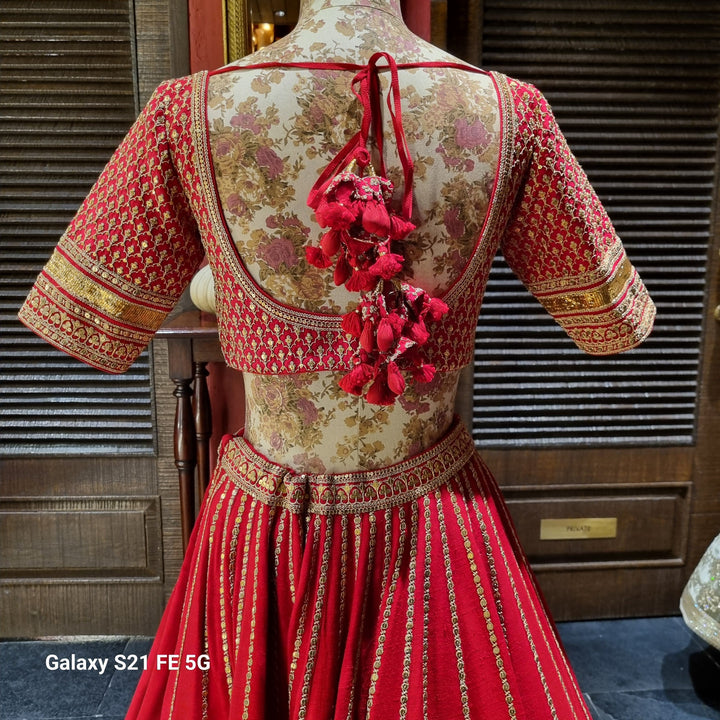 Sabyasachi Classic Red Bridal Lehenga Set