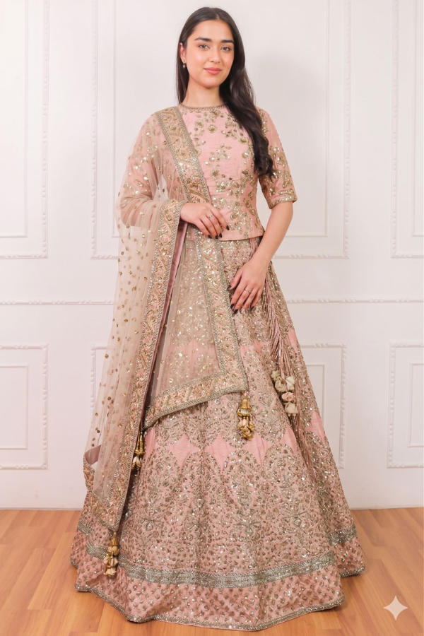 Pastel Rose Zari work lehenga set