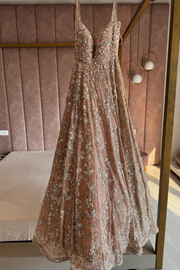 ANUSHREE REDDY Pink Organza Embroidered Gown