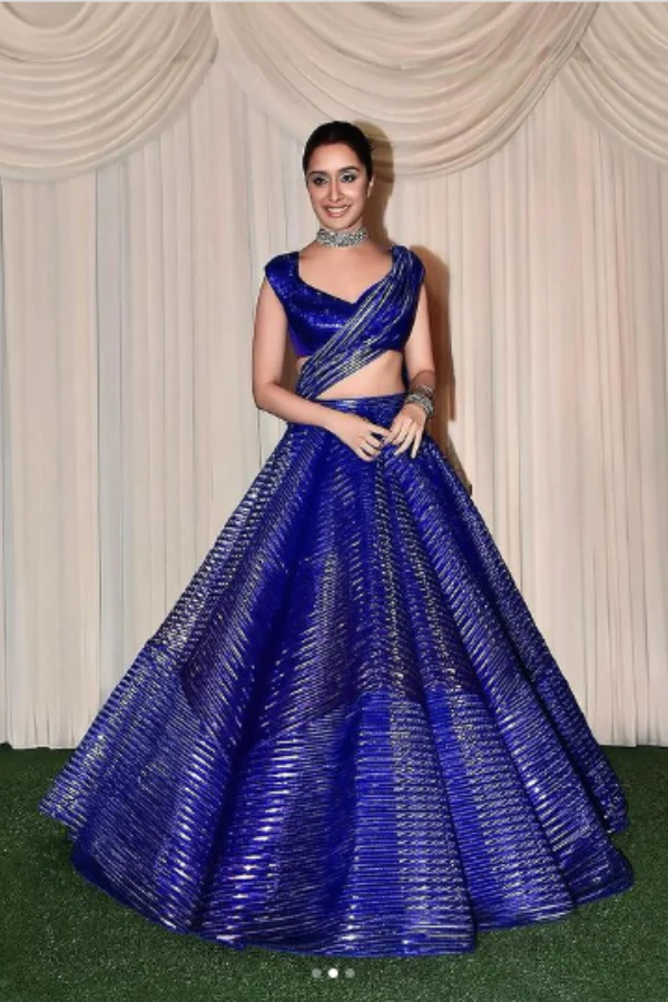 Amit Aggarwal blue striped lehenga