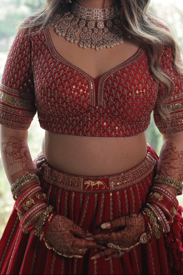 Sabyasachi red bridal lehenga
