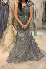 Gaurav Gupta River Grey Wave Sculpture Gown