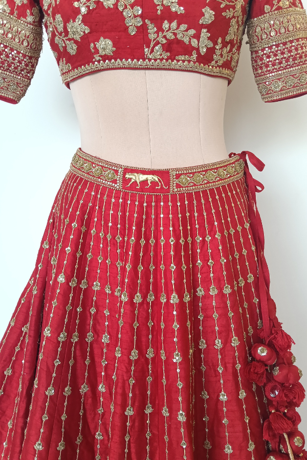 Red Embroidered lehenga set