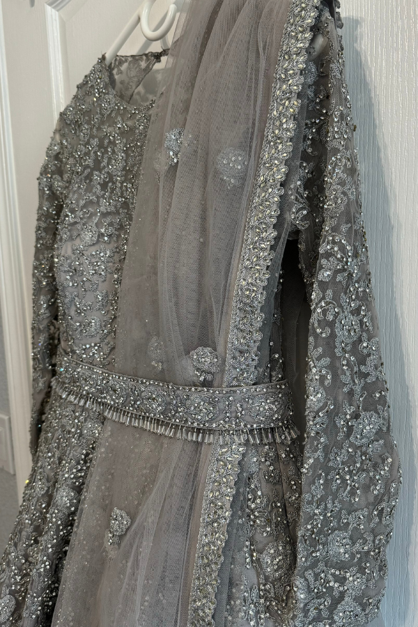 NITIKA GUJRAL Grey Sequin Embroidered Gown