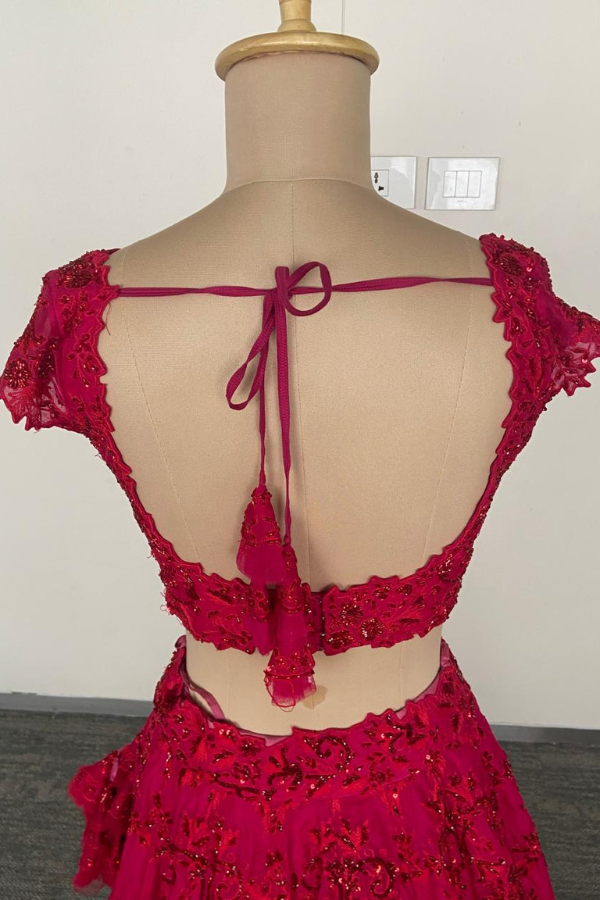 Magenta Flower cutwork lehenga set