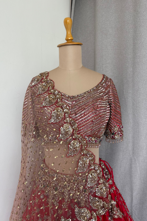 Red Embroidery Lehenga set