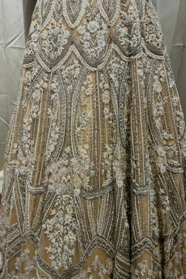 Beige Embroidered heavy lehenga set
