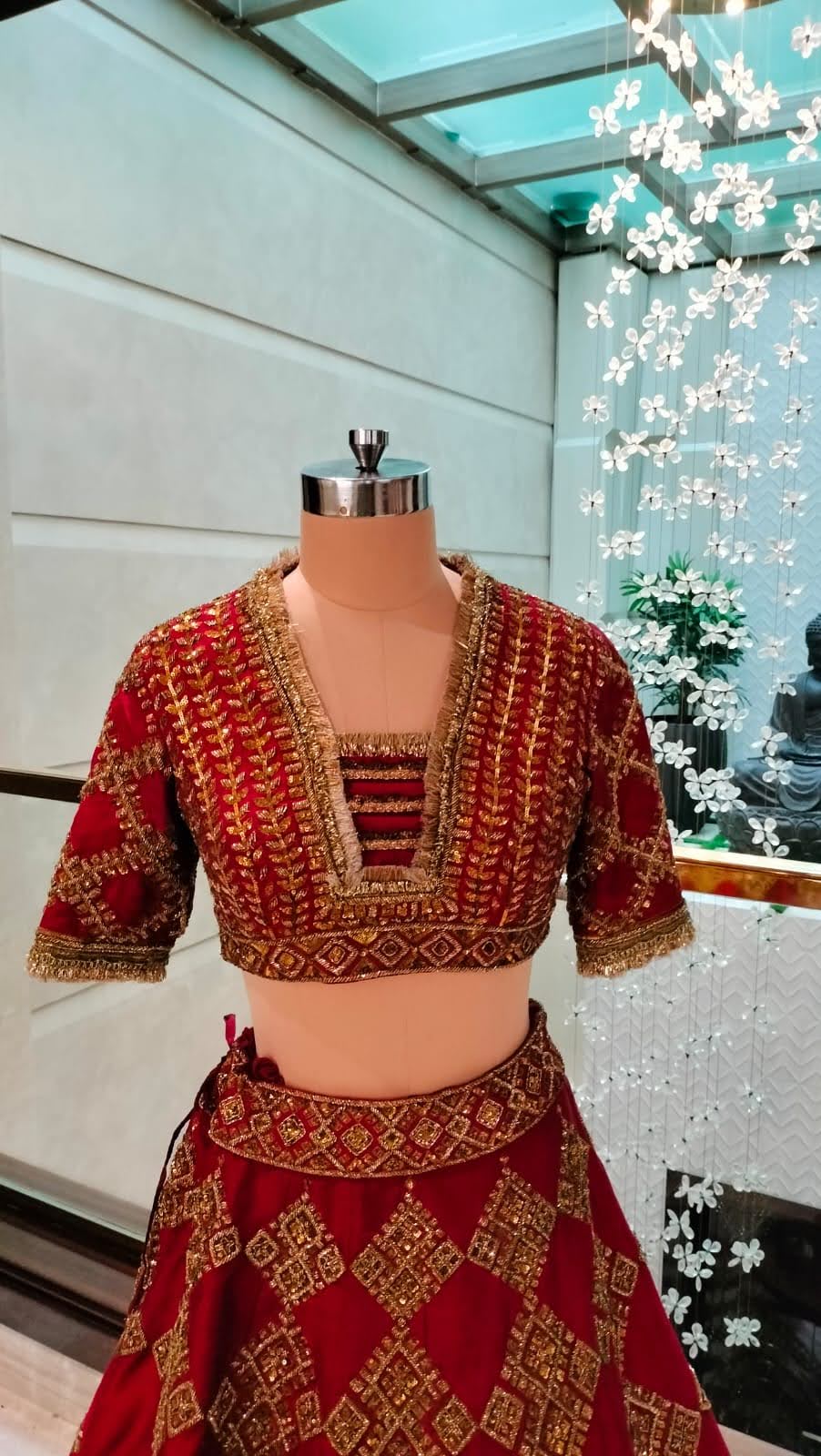 Manish Malhotra Red Embroidered Lehenga Set