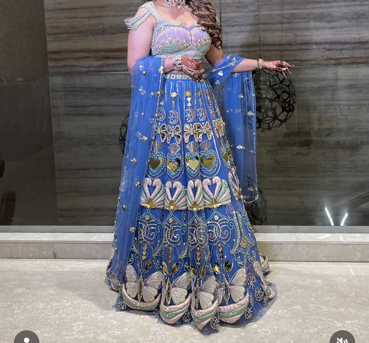 Papa Don’t Preach Blue Embellished Lehenga Set