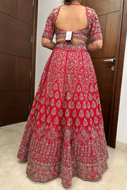 Cadmium Red Embroidered Lehenga Set