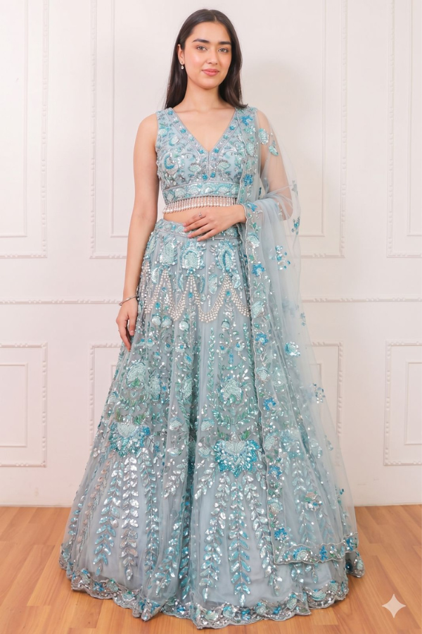Azure Sequin lehenga set