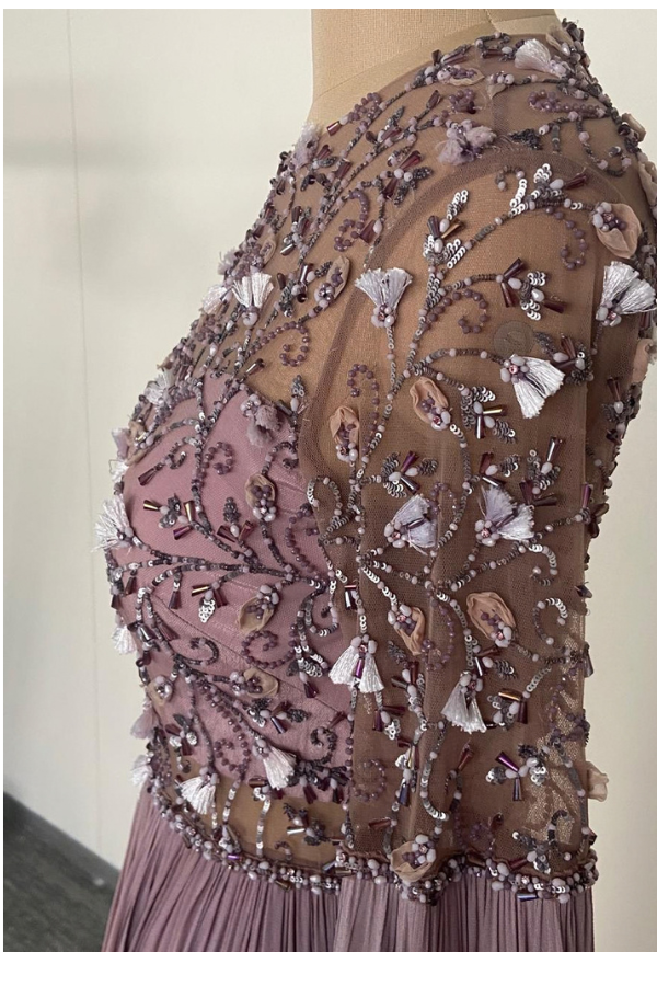 lavender crystal cascade gown