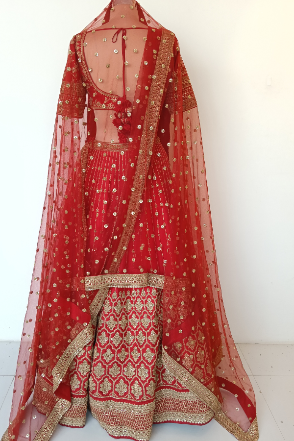 Red Embroidered lehenga set