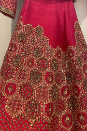 sulakshana monga red embroidered lehenga