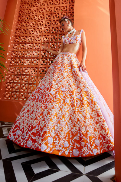 Rianta's Marigold embroidered lehenga set